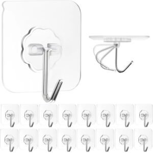 Photo Frame Hooks for Wall Without Drilling, 10 Pack Self Adhesive Hooks for Wall Heavy Duty Strong Nail Free for Hanging Photo Frame (Hanging Hook, Transparent) Stainless Steel