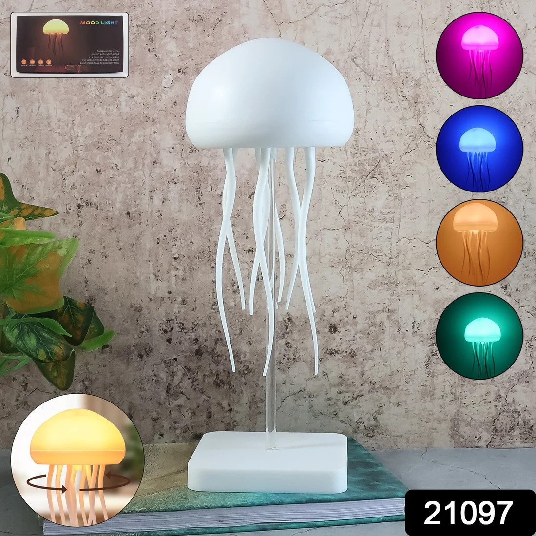 Jellyfish LED Mood Light lamp with glowing tentacles