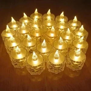 Flameless LED Tealight Candles – Pack of 24 | Decorative Acrylic Flickering Candles