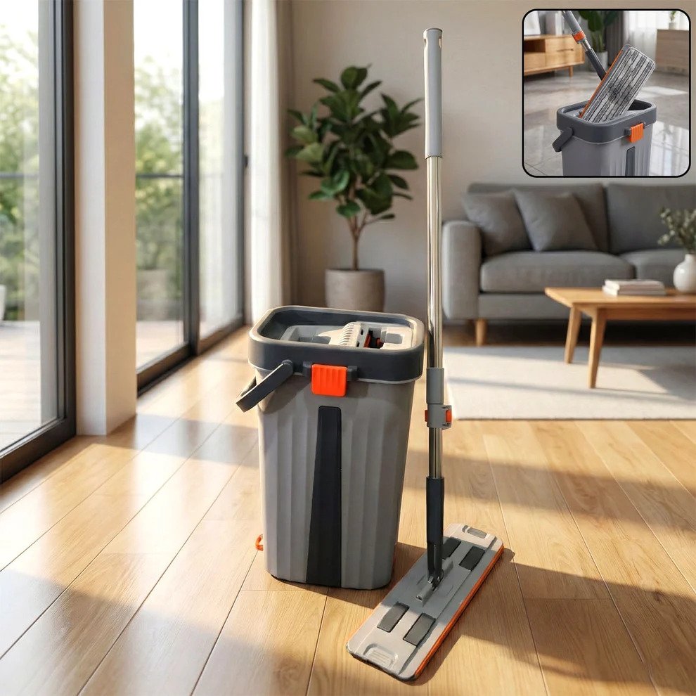 Flat Mop with Bucket Set