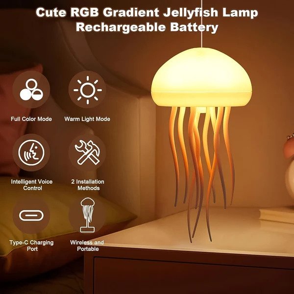 Jellyfish LED Mood Light lamp with glowing tentacles - Image 5